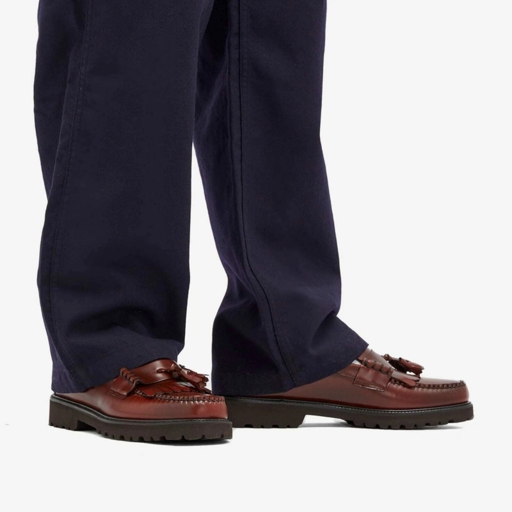 G.H. Bass & Co. Chestnut Leather Tassel Lug Loafers